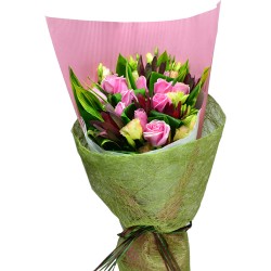 One Dozen Special Pink Color Roses Bouquet, Sleeping Queen